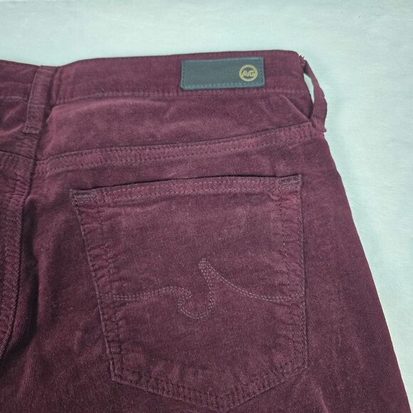 AG Adriano Goldschmied Women’s Burgundy Corduroy Super Skinny Jeans Sizez 27 - Picture 12 of 14